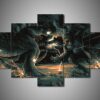 King Kong & Godzilla - Movie 5 Panel Canvas Art Wall Decor