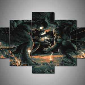 King Kong & Godzilla - Movie 5 Panel Canvas Art Wall Decor