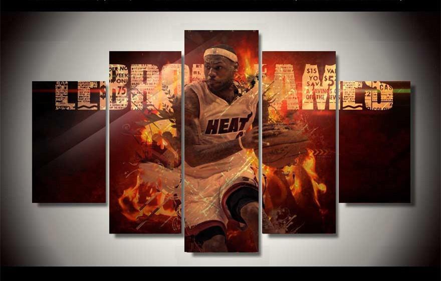 King Lebron James Cavaliers - Famous Person 5 Panel Canvas Art Wall Decor King Lebron James Cavaliers - Famous Person 5 Panel Canvas Art Wall Decor