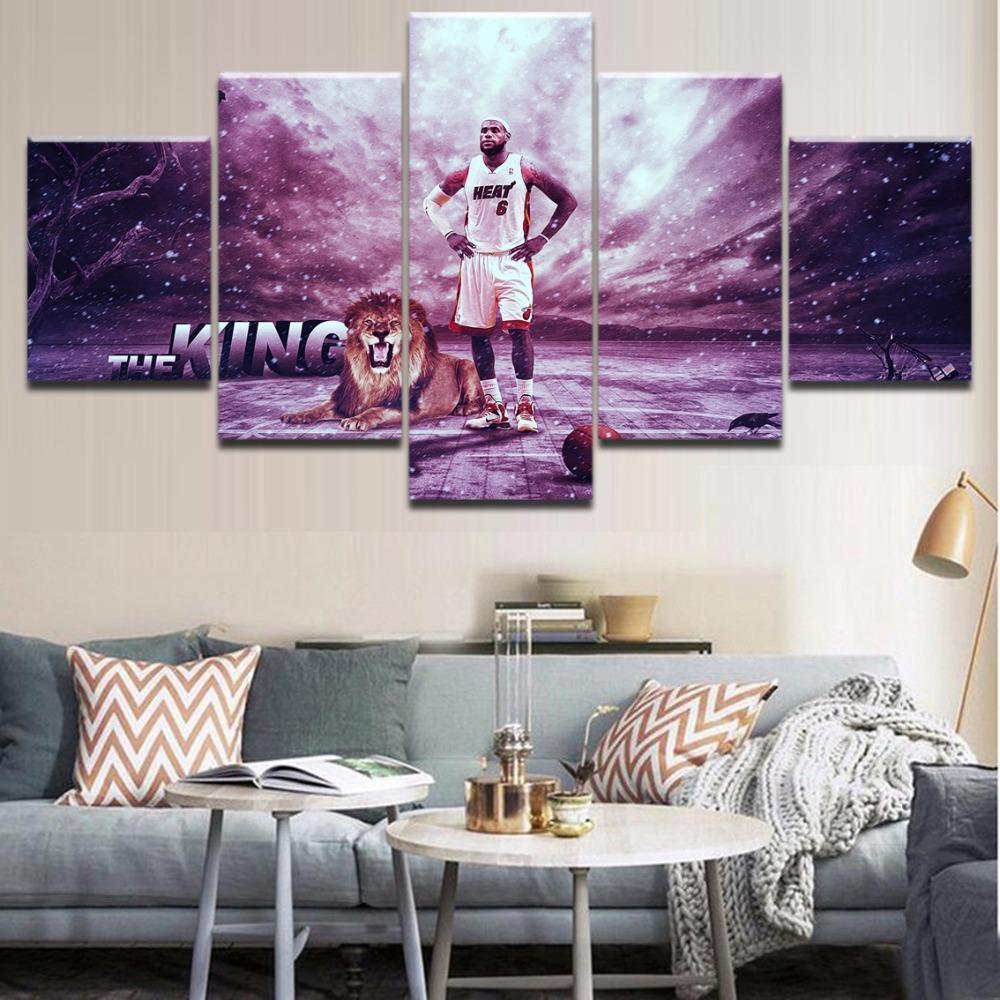 King Lebron James Celebrity - Famous Person 5 Panel Canvas Art Wall Decor King Lebron James Celebrity - Famous Person 5 Panel Canvas Art Wall Decor