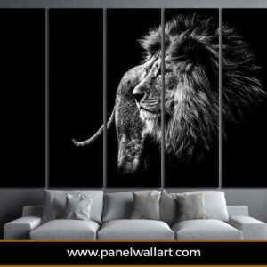 King Of Forest - Animal 5 Panel Canvas Art Wall Decor