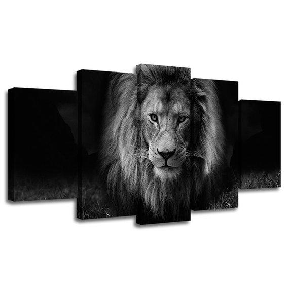 King Of The Prairie Lion - Animal 5 Panel Canvas Art Wall Decor King Of The Prairie Lion - Animal 5 Panel Canvas Art Wall Decor
