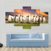 King Penguins In The Falkland Islands - Animal 5 Panel Canvas Art Wall Decor