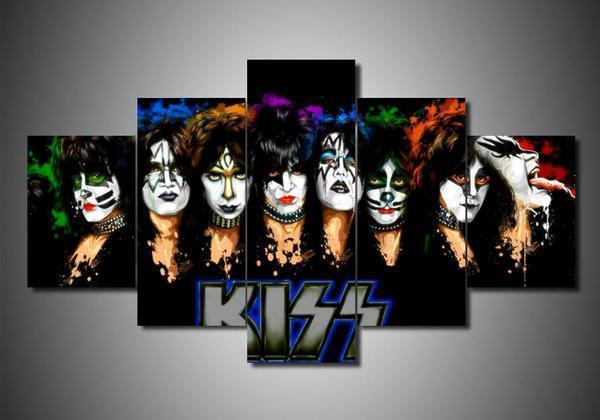 Kiss 1 - Music 5 Panel Canvas Art Wall Decor Kiss 1 - Music 5 Panel Canvas Art Wall Decor