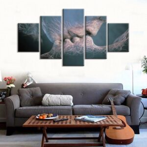 Kissing lovers - Abstract 5 Panel Canvas Art Wall Decor