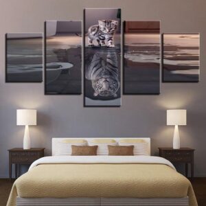 Kitten Dreaming Big Motivational - Animal 5 Panel Canvas Art Wall Decor