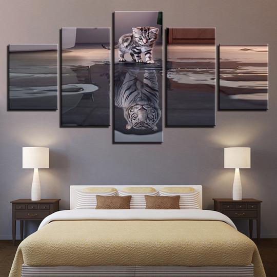 Kitten Dreaming Big Motivational - Animal 5 Panel Canvas Art Wall Decor Kitten Dreaming Big Motivational - Animal 5 Panel Canvas Art Wall Decor