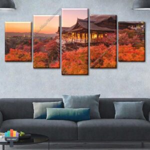 Kiyomizu-Dera Kannon Temple Kyoto Japan - Nature 5 Panel Canvas Art Wall Decor