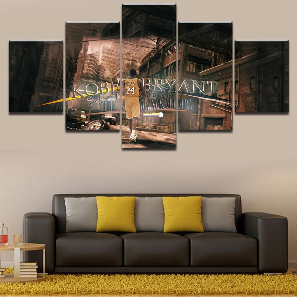 Kobe Bryant Basketball Player - Sport 5 Panel Canvas Art Wall Decor Kobe Bryant Basketball Player - Sport 5 Panel Canvas Art Wall Decor