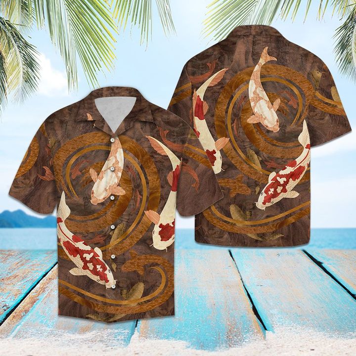 Koi Fish Vintage Hawaiian Shirt Summer Button Up Koi Fish Vintage Hawaiian Shirt Summer Button Up