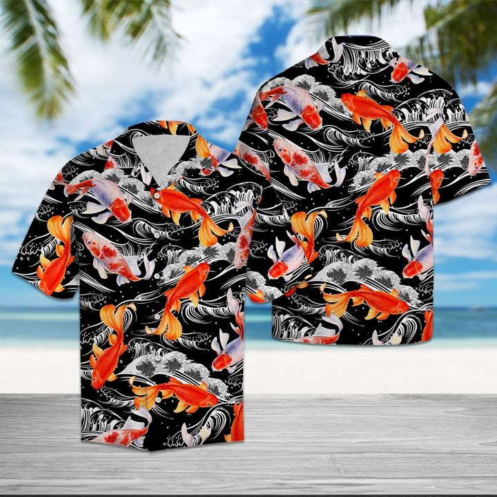 Koi Fish Wave Water Hawaiian Shirt Summer Button Up Koi Fish Wave Water Hawaiian Shirt Summer Button Up
