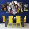 Krishna & Radha -Abstract Religion 5 Panel Canvas Art Wall Decor