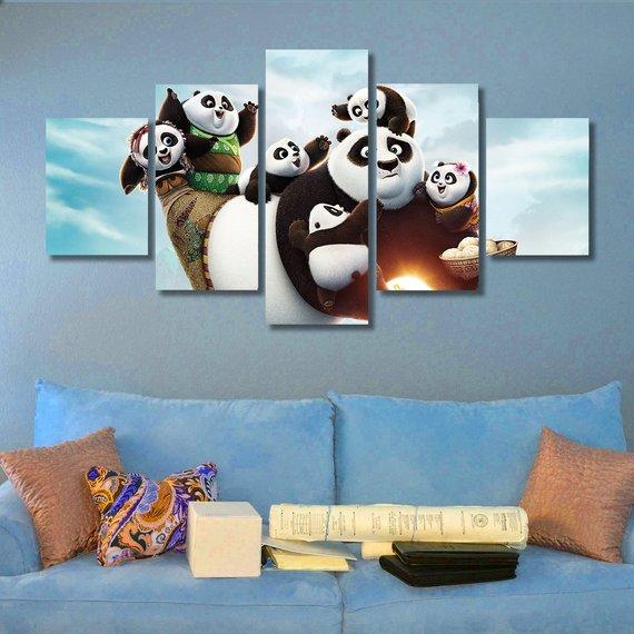 Kung Fu Panda -Anime 5 Panel Canvas Art Wall Decor Kung Fu Panda -Anime 5 Panel Canvas Art Wall Decor