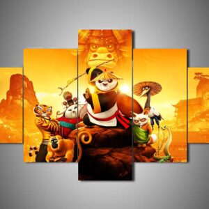 Kungfu Panda 3 - Cartoon 5 Panel Canvas Art Wall Decor