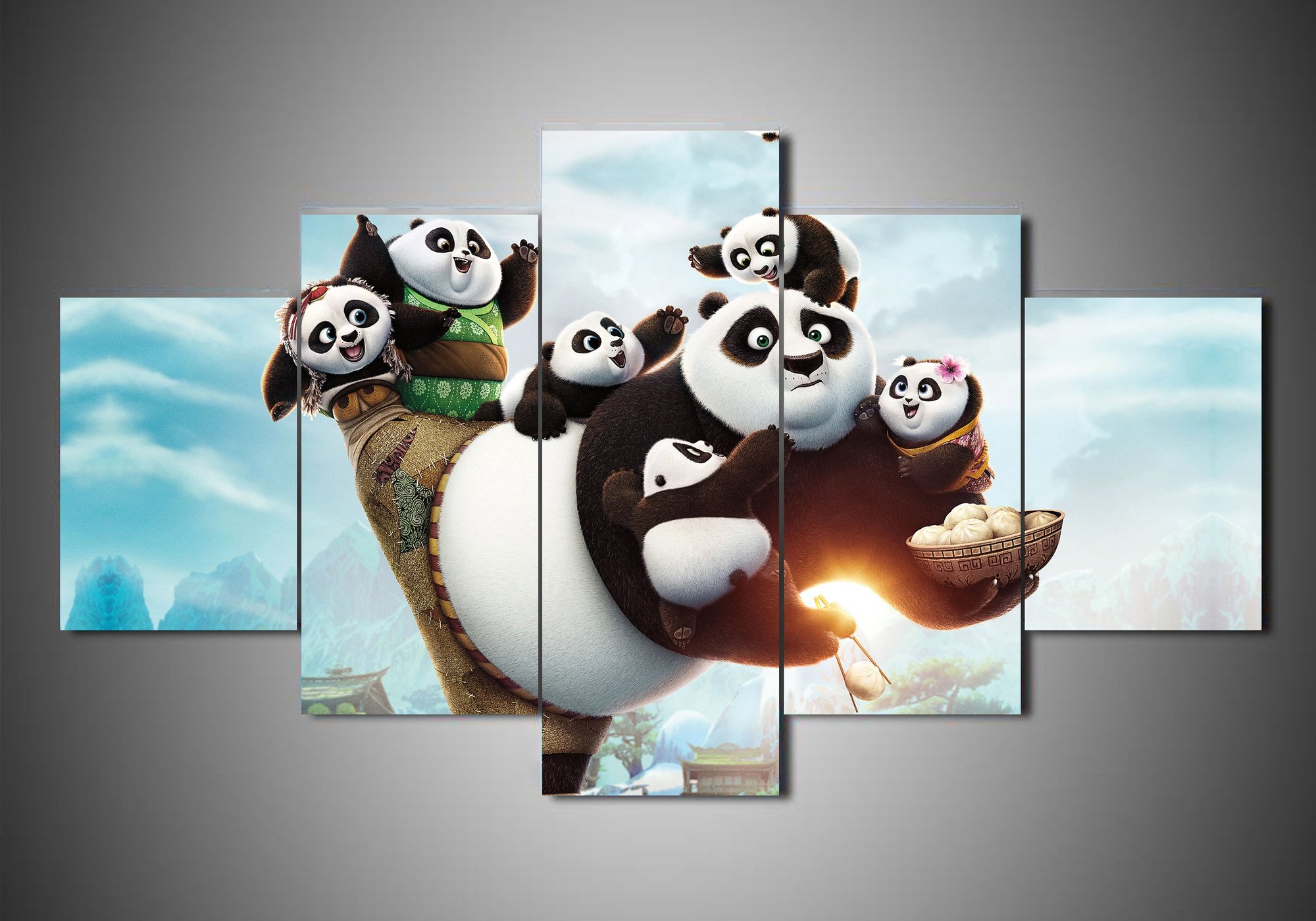 Kungfu Panda - Cartoon 5 Panel Canvas Art Wall Decor Kungfu Panda - Cartoon 5 Panel Canvas Art Wall Decor