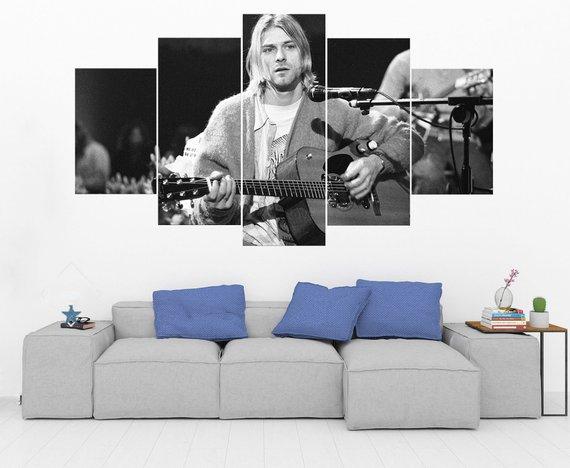 Kurt Cobain - Nirvana 2 - Music 5 Panel Canvas Art Wall Decor Kurt Cobain - Nirvana 2 - Music 5 Panel Canvas Art Wall Decor