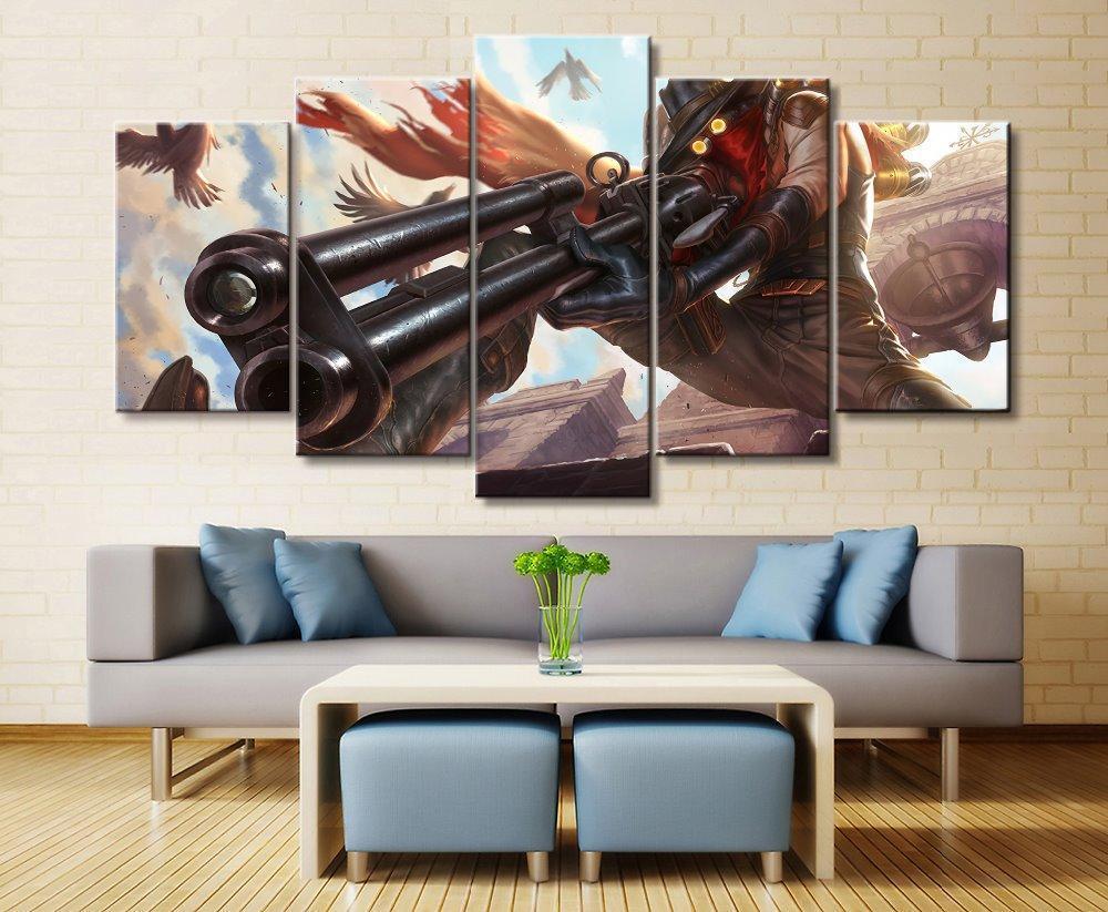 LOL League Of Legends Jhin 5 Game - 5 Panel Canvas Art Wall Decor LOL League Of Legends Jhin 5 Game - 5 Panel Canvas Art Wall Decor