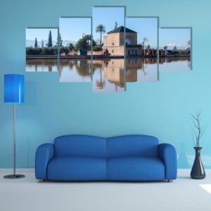 La Menara Reservoir In Marrakech In Morocco 1 - Nature 5 Panel Canvas Art Wall Decor