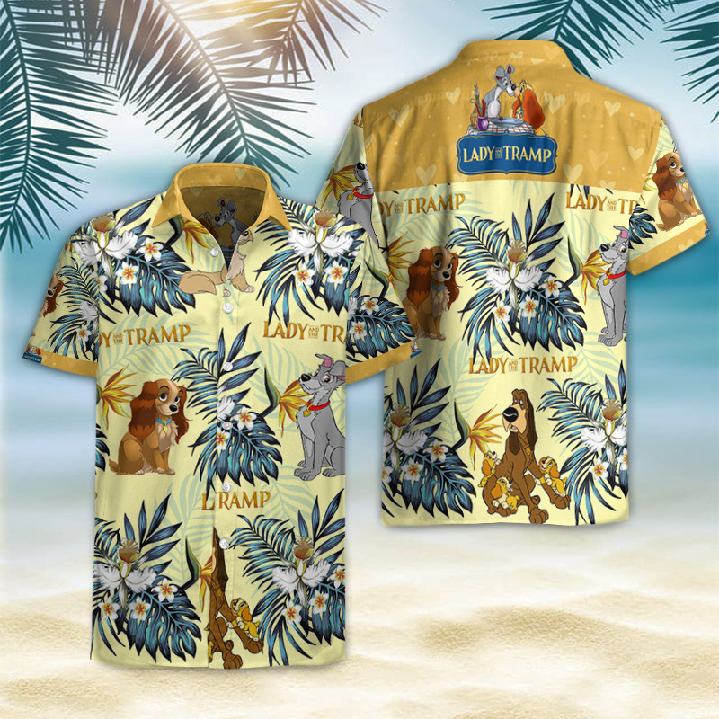 Lady And The Tramp Hawaiian Shirt Summer Button Up Lady And The Tramp Hawaiian Shirt Summer Button Up