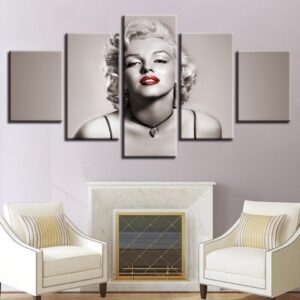 Lady Marilyn Monroe - Famous Person 5 Panel Canvas Art Wall Decor