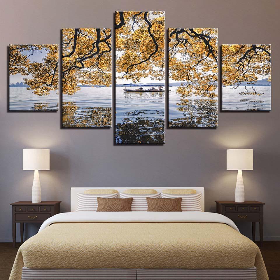 Lake 10 - Nature 5 Panel Canvas Art Wall Decor Lake 10 - Nature 5 Panel Canvas Art Wall Decor