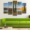 Lake And A Bench - Nature 5 Panel Canvas Art Wall Decor