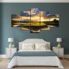 Lake Course Sunset - Nature 5 Panel Canvas Art Wall Decor