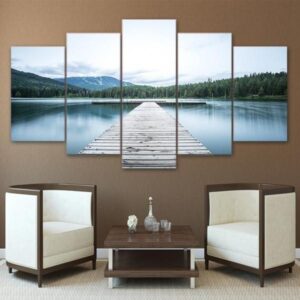 Lake Foot Bridge 2 - Nature 5 Panel Canvas Art Wall Decor