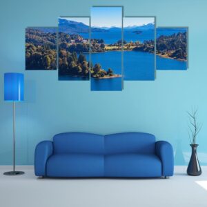 Lake In Nahuel Huapi - Nature 5 Panel Canvas Art Wall Decor