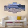 Lake In Winter Season - Nature 5 Panel Canvas Art Wall Decor