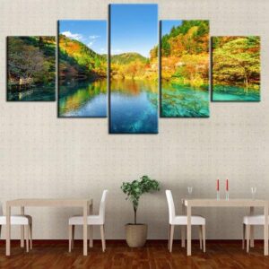 Lake Mountain - Nature 5 Panel Canvas Art Wall Decor