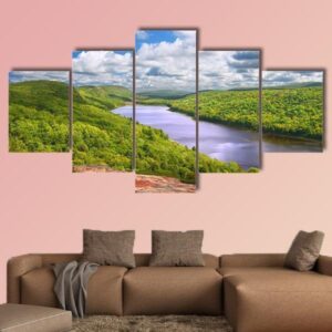 Lake Of The Clouds At Porcupine Mountains - Nature 5 Panel Canvas Art Wall Decor