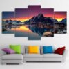 Lake Reine Norway - Nature 5 Panel Canvas Art Wall Decor