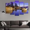 Lake Tahoe At Sunset Granite Boulders - Nature 5 Panel Canvas Art Wall Decor