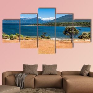 Lake Te Anau In New Zealand - Nature 5 Panel Canvas Art Wall Decor