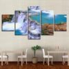 Lake Waterfall - Space 5 Panel Canvas Art Wall Decor