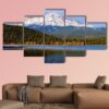 Lake With Snowy Mountain In Northern California 1 - Nature 5 Panel Canvas Art Wall Decor