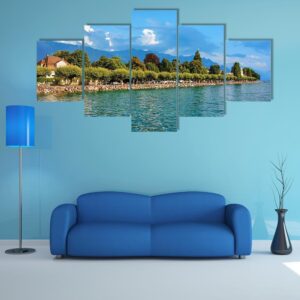 Lakefront Of Geneva Lake - Nature 5 Panel Canvas Art Wall Decor