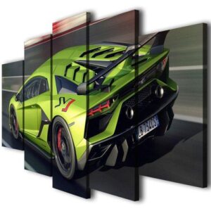 Lamborghini Aventador Racing Car - Automative 5 Panel Canvas Art Wall Decor