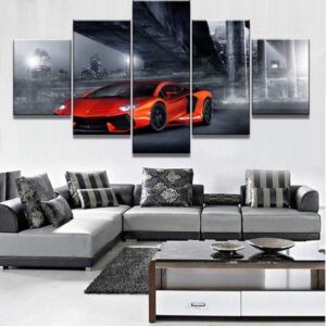Lamborghini Orange Lamborghini - Automative 5 Panel Canvas Art Wall Decor