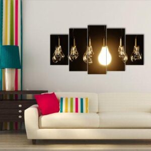Lamp - Abstract 5 Panel Canvas Art Wall Decor