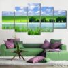 Landscape And Green Grassland - Nature 5 Panel Canvas Art Wall Decor