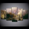 Landscape Home Decor Mountain Fog Lake - Nature 5 Panel Canvas Art Wall Decor