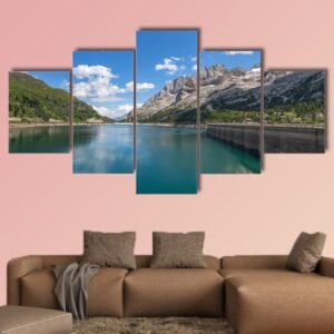 Landscape Of A Mountain Lake - Nature 5 Panel Canvas Art Wall Decor