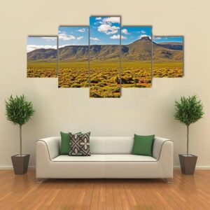 Landscape Of Green Mountain In Tankwa Karoo - Nature 5 Panel Canvas Art Wall Decor