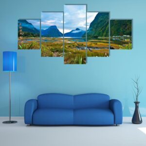 Landscape Of High Mountain Glacier - Nature 5 Panel Canvas Art Wall Decor