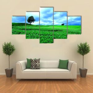 Landscape Of Hill Of Biei In Hokkaido - Nature 5 Panel Canvas Art Wall Decor