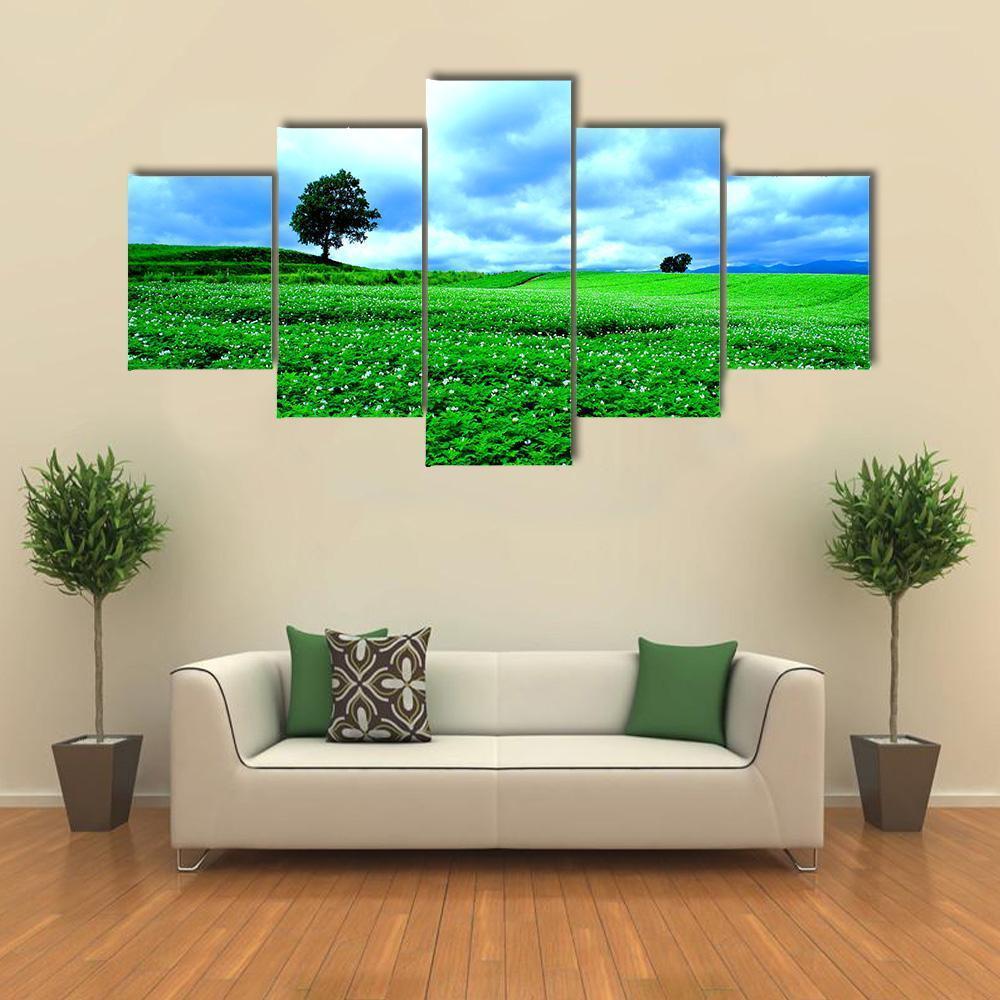 Landscape Of Hill Of Biei In Hokkaido - Nature 5 Panel Canvas Art Wall Decor Landscape Of Hill Of Biei In Hokkaido - Nature 5 Panel Canvas Art Wall Decor