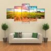 Landscape Of Tuscany With Desk Of Yellow Wood - Nature 5 Panel Canvas Art Wall Decor