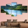 Landscape With A Lake In The Mountains And Pine Forests - Nature 5 Panel Canvas Art Wall Decor